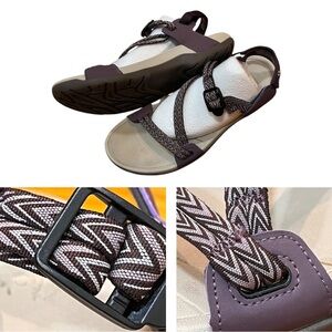 Viakix Women's Strappy Hiking Sandals Purple Gray Outdoor Gorpcore Rubber Soles